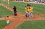 Congrats at home plate after a homer!